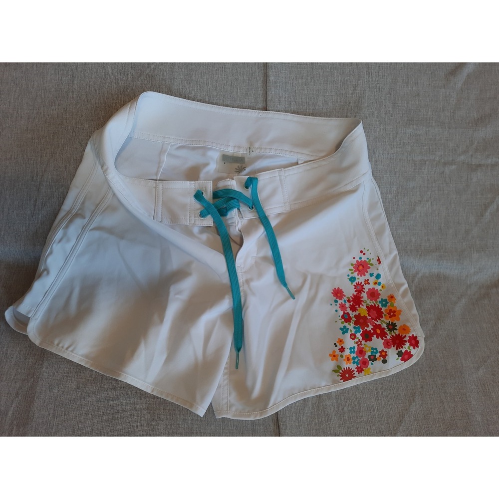 Athleta Women's 4 White/Multicolor Summer Floral Stretchable Swimming Trunks